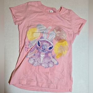 Girls Angel Disney Lilo And Stitch Easter Pink Shirt 7 8 Medium Easter Eggs